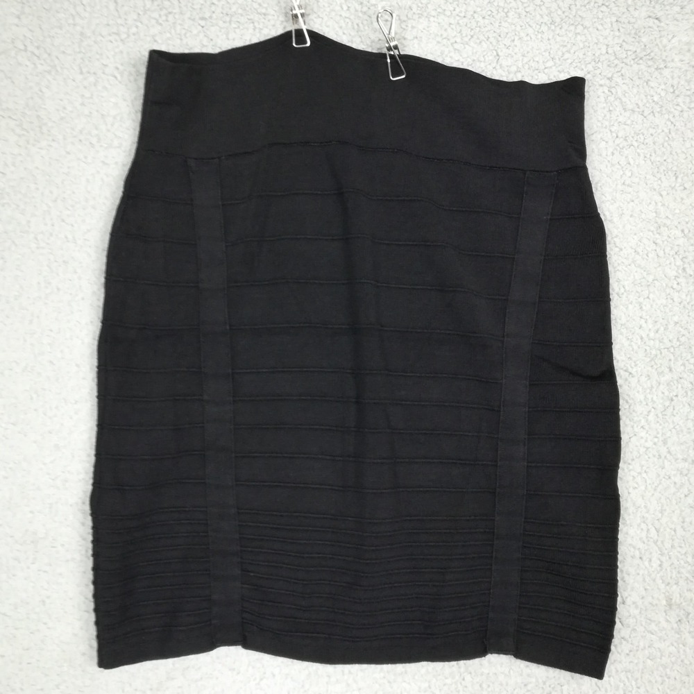 Rock & Republic Womens‎ Skirt Mini Black Textured Stretch Pull On Above Knee L